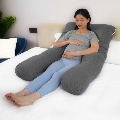 Moon -  Organic U Shaped  Maternity Pillow  - Grey