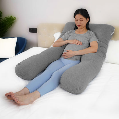 Moon -  Organic U Shaped  Maternity Pillow  - Grey