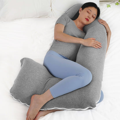 Moon -  Organic J Shaped Maternity Pillow - Grey