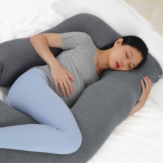 Moon -  Organic U Shaped Pregnancy Pillow  - Grey