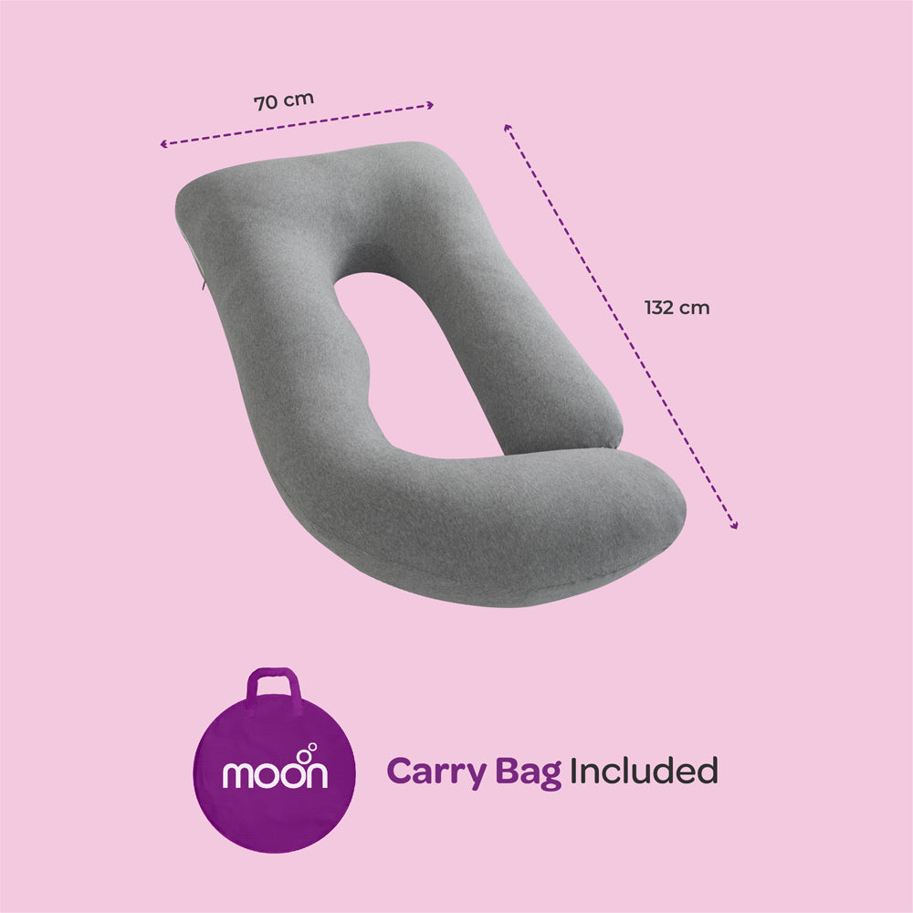 Moon -  Organic U Shaped Pregnancy Pillow  - Grey