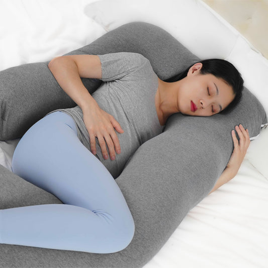 Moon -  Organic U Shaped Pregnancy Pillow  - Grey