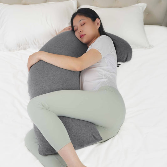 Moon -  Organic L Shaped Maternity Pillow - Grey