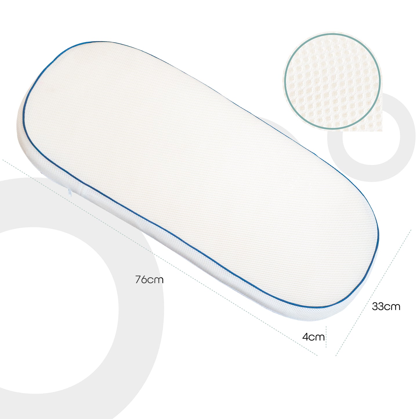 Moon -   Crib & Pram Mattress Classic Foam Moses Baske - White