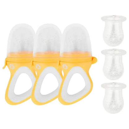 Babymoov - Feeder Nibbler Set Of 3 | Soft Silicone, Feed On Fruits & Vegetables, For Teething Babies, Small Handle For Baby Grip, Fruit Food Silicone Nipple Teething Toy | Yellow 3X