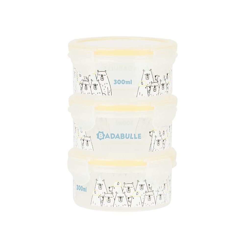 Badabulle - Maxibox 3 X 300 Ml - Airtight Closing Storage Container For Baby Porridge