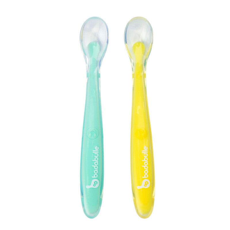 Babymoov - Set Of 2 Silicon Spoons | Multicolor, Bpa-Free, Dishwasher & Microwave Safe | Soft & Flexible For Delicate Gums | Ages 0+