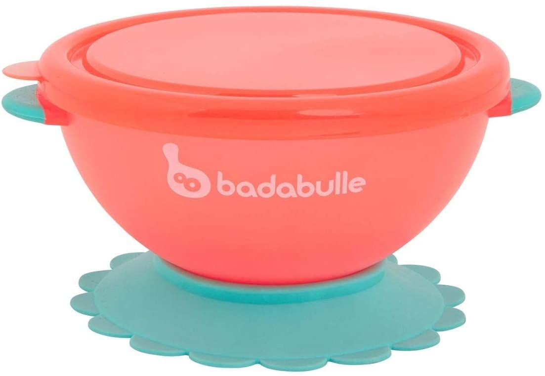 Badabulle - 2 In 1 Bowl & Containers With Lid | Non-Slip Suction Base, Stackable Bowls With Lids | On The Go Bowls | Multicolor, Pack Of 3