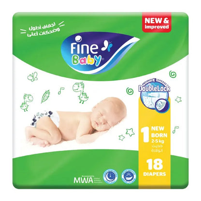 Omooma Fine Baby Diapers, Size 1, Newborn, 2-5 kg, 18 Diaper