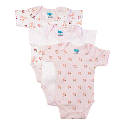 Babies Basic Printed Romper - Pack of 3, 0-3 Months , Multi Color