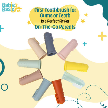 BabiesBasic Toothbrush with Travel Case for Babies - Grey Silicone Toothbrush