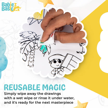 Babies Basic Reusable Silicone Colouring Mat with Pens and Travel Case - Dubai Design