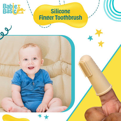 BabiesBasic Toothbrush with Travel Case for Babies - Cream Silicone Toothbrush