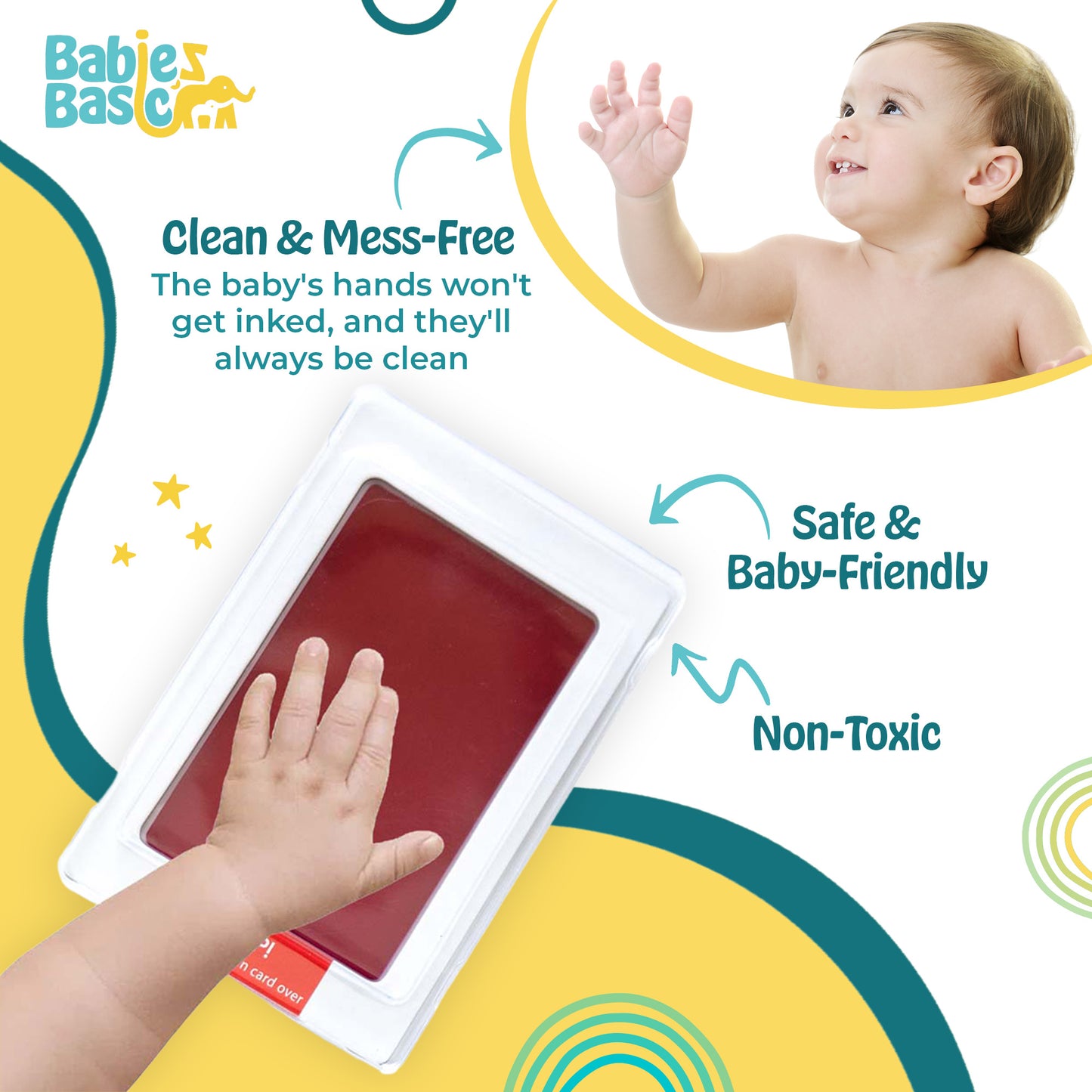 Babies Basic Clean Fingerprint with two imprint cards  - Burgandy