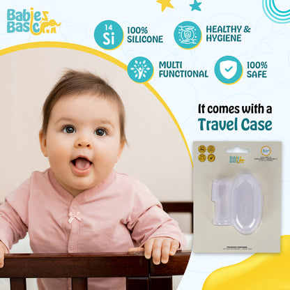 BabiesBasic Toothbrush with Travel Case for Babies - Clear Silicone Toothbrush