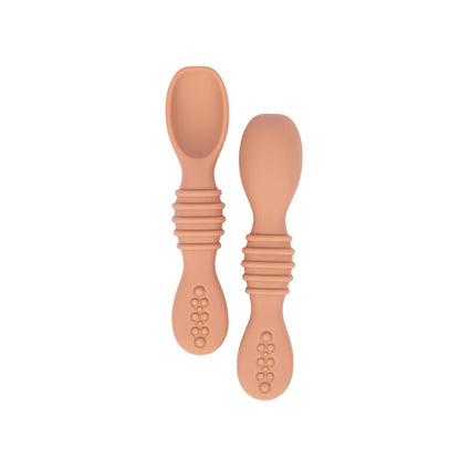 BabiesBasic Soft Tip BPA Free Silicone First Stage Training Spoons - Brown