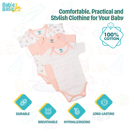 Babies Basic Printed Romper - Pack of 3, 9-12 Months , Multi Color