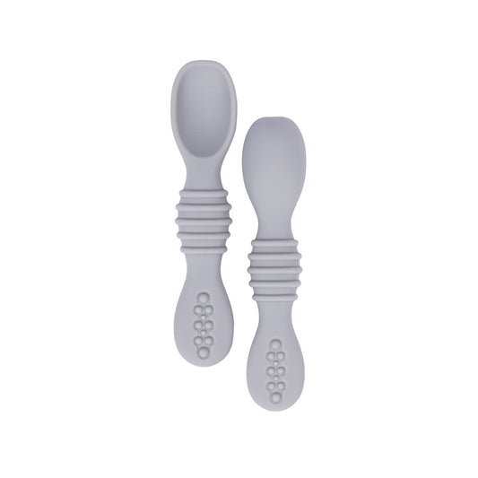 BabiesBasic Soft Tip BPA Free Silicone First Stage Training Spoons - Grey