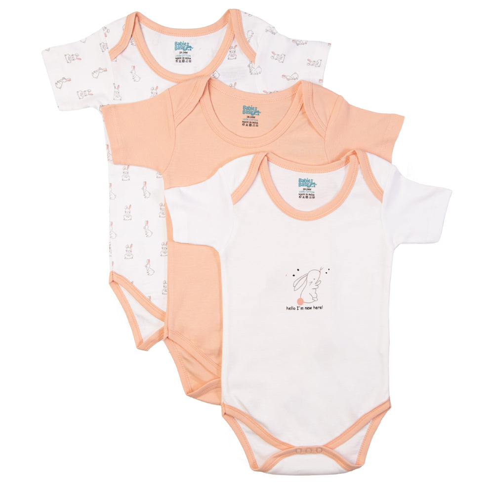 Babies Basic Printed Romper - Pack of 3, 9-12 Months , Multi Color