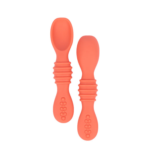 BabiesBasic Soft Tip BPA Free Silicone First Stage Training Spoons - Pink