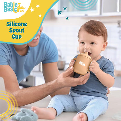 Babies Basic Stage 1 Silicone Trainer Cup with handles for Babies, Blush