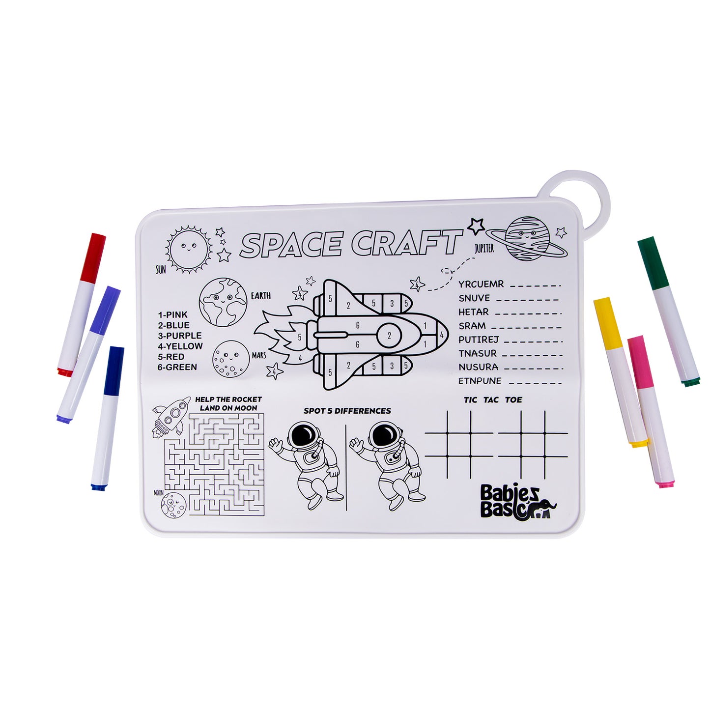 Babies Basic Reusable Silicone Colouring Mat with Pens and Travel Case - Game Design