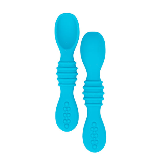 BabiesBasic Soft Tip BPA Free Silicone First Stage Training Spoons - Blue