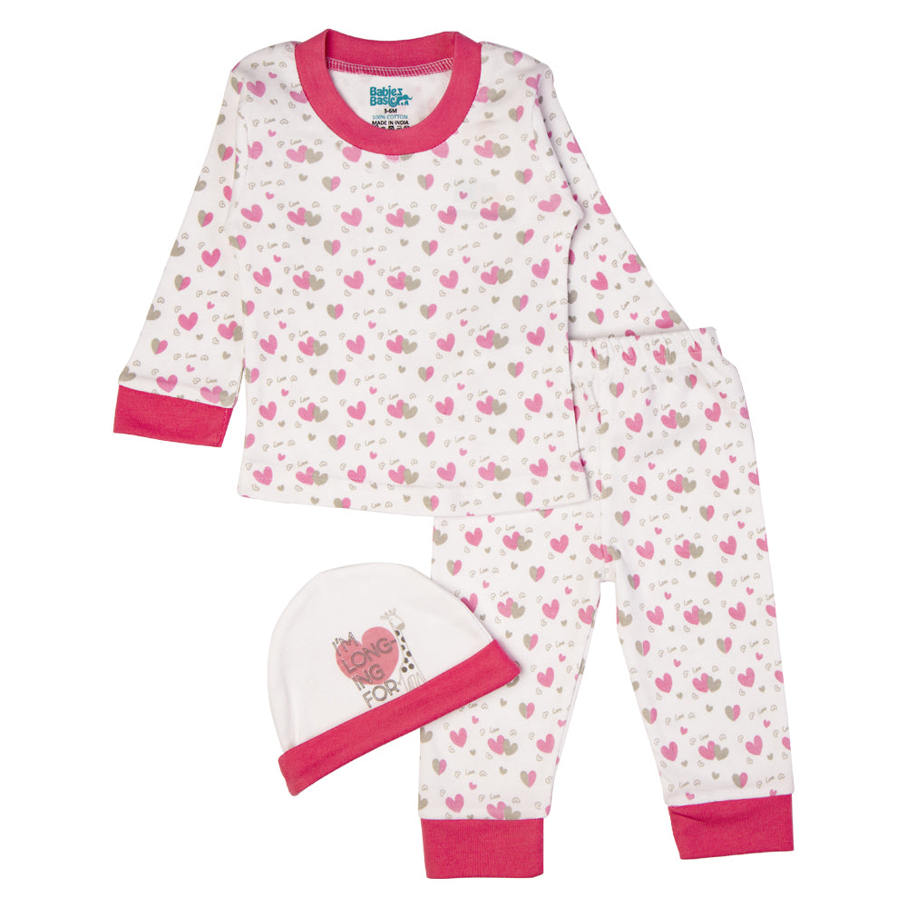 BabiesBasic 7 piece unisex 100% cotton Gift Set include bib, blanket, mitten, cap, romper, top and bottom set, 9-12 Months , Pink