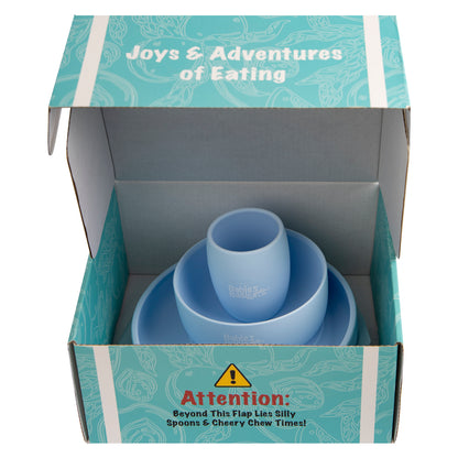 Babies Basic Silicone Plate, Bowl & Cup- Blue