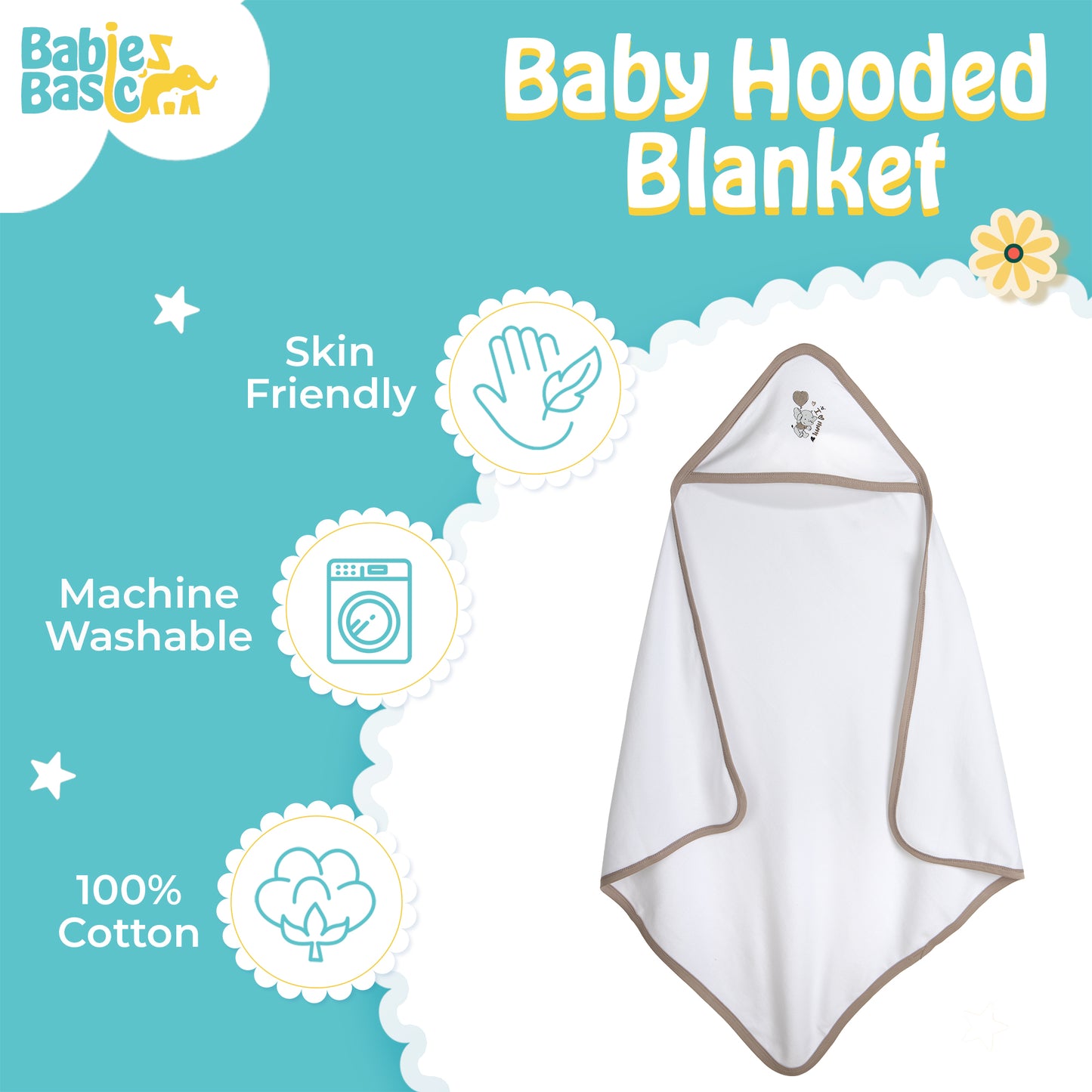 Babies Basic 100% Cotton Blanket, receiving blanket for New Born, 75*75cm , Brown