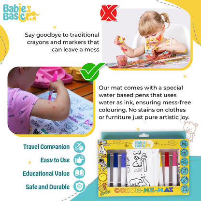 Babies Basic Reusable Silicone Colouring Mat with Pens and Travel Case - Arabic Alphabet Design