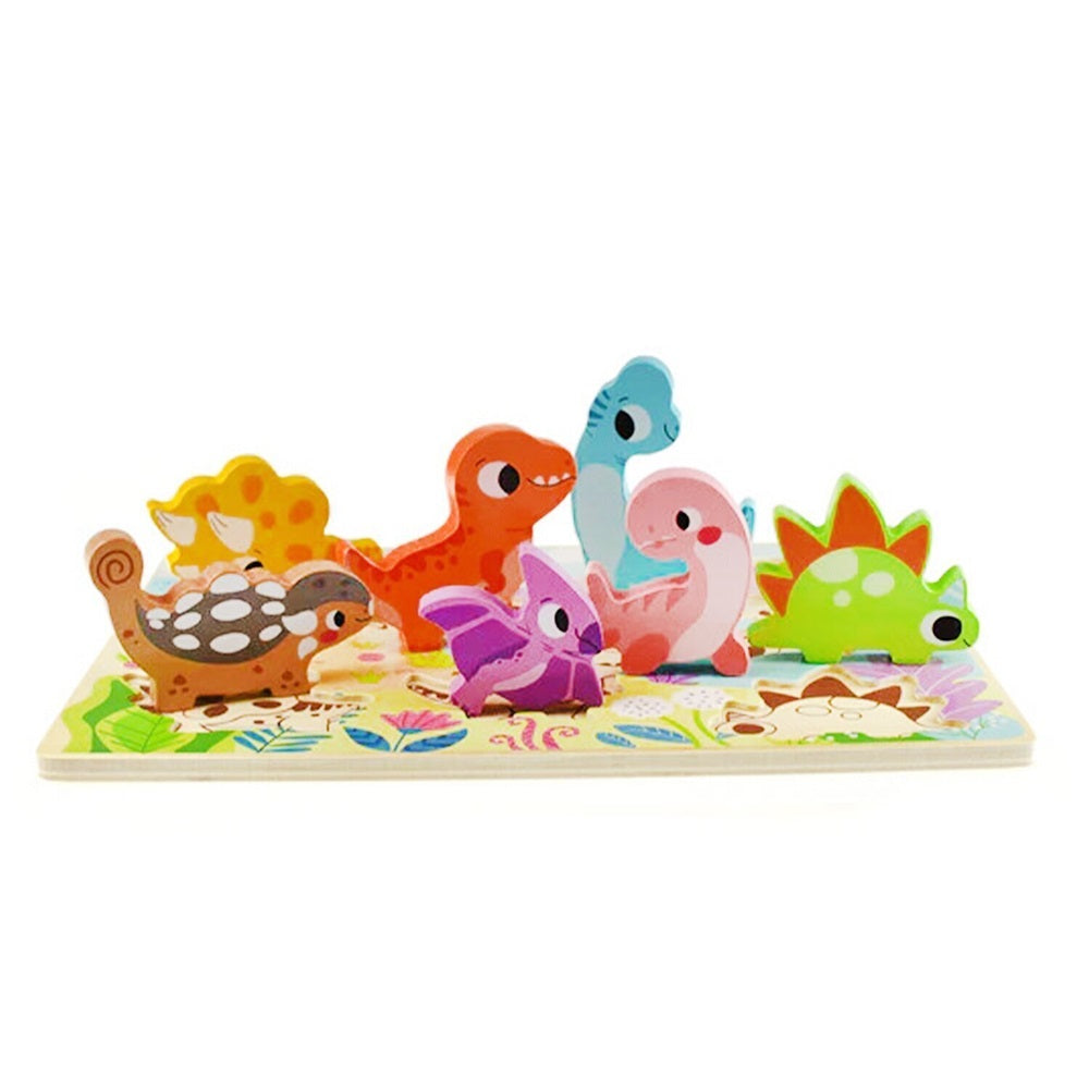 TOOKY TOYS-8 PCS Chunky Puzzle - Dinosaur