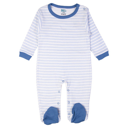 Babiesbasic 5 piece cotton Set include Bib, Romper, Mittens, cap and Sleepsuit- Life is Better, 6-9 Months , Blue