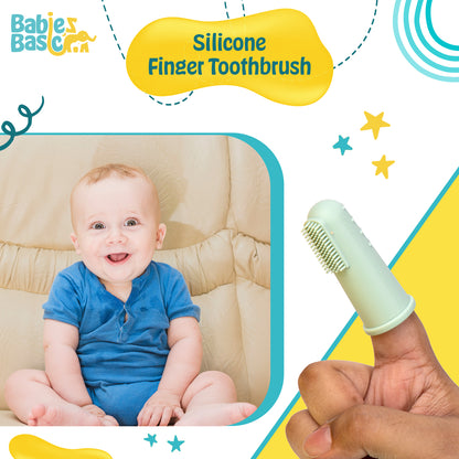 BabiesBasic Toothbrush with Travel Case for Babies - Green Silicone Toothbrush