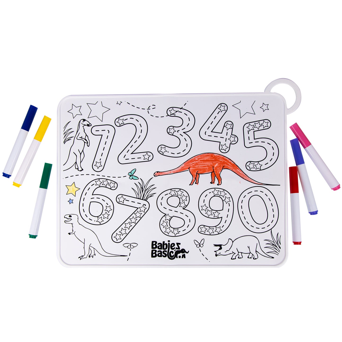 Babies Basic Reusable Silicone Colouring Mat with Pens and Travel Case - Number Design