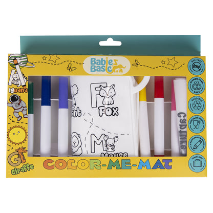 Babies Basic Reusable Silicone Colouring Mat with Pens and Travel Case - English Alphabet Design