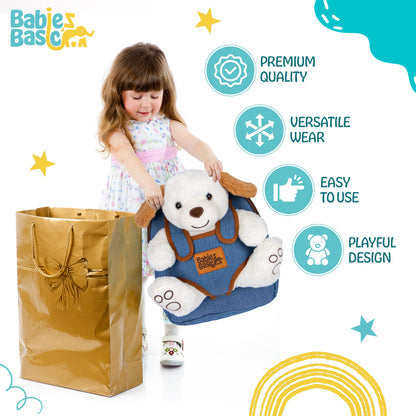 Babies Basic Kid/Baby bag with detachable Teddy - White