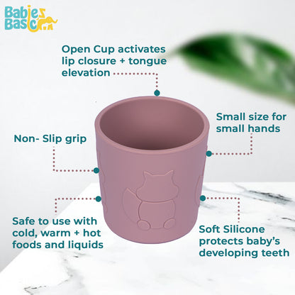 Babies Basic Silicone Trainer Cup for Babies/Kids, BPA Free, Blush