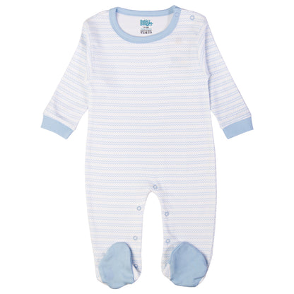 Babiesbasic 5 piece cotton Set include Bib, Romper, Mittens, cap and Sleepsuit- Life is Better, 3-6 Months , Blue