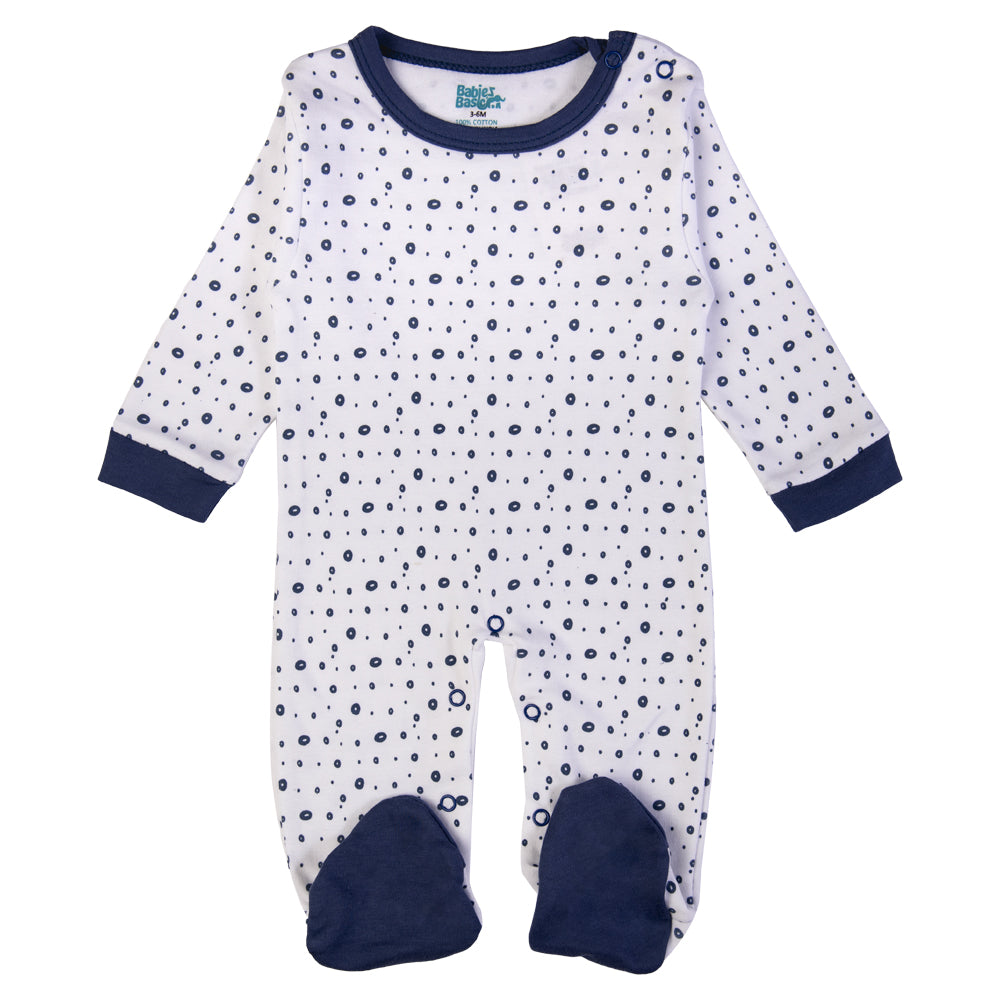 Babiesbasic 5 piece cotton Set include Bib, Romper, Mittens, cap and Sleepsuit- Be Brave, 6-9 Months , Blue