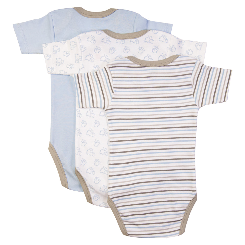 Babies Basic Printed Romper - Pack of 3, 6-9 Months , Multi Color