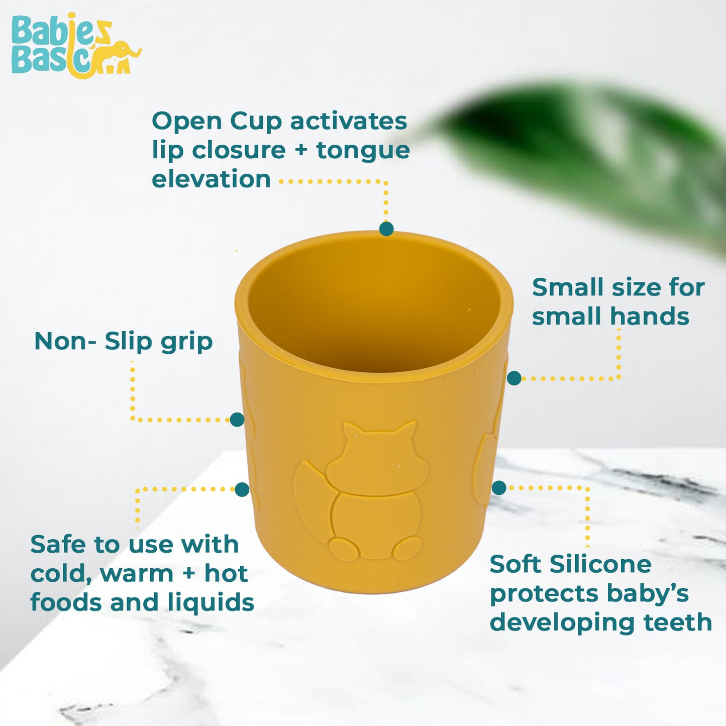 Babies Basic Silicone Trainer Cup for Babies/Kids, BPA Free, Yellow