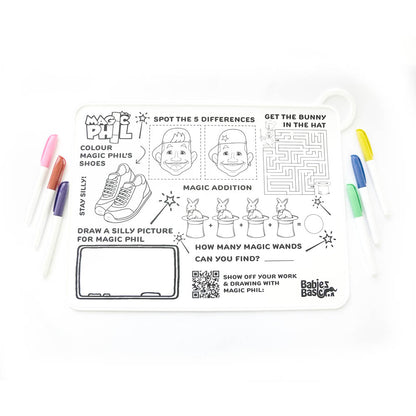 Babies Basic Reusable Silicone Colouring Mat with Pens and Travel Case - Magic Phil