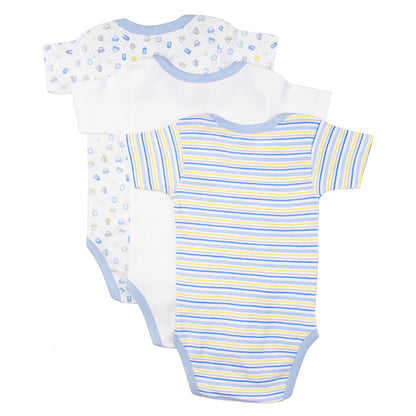 Babies Basic Printed Romper - Pack of 3, 12-18 Months , Multi Color