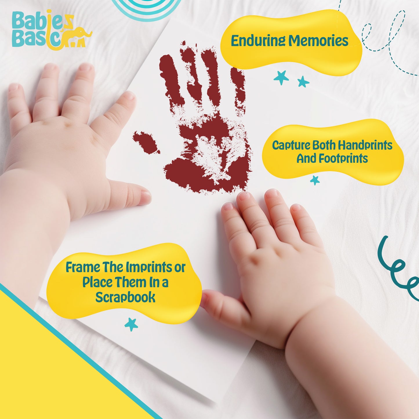 Babies Basic Clean Fingerprint with two imprint cards  - Burgandy