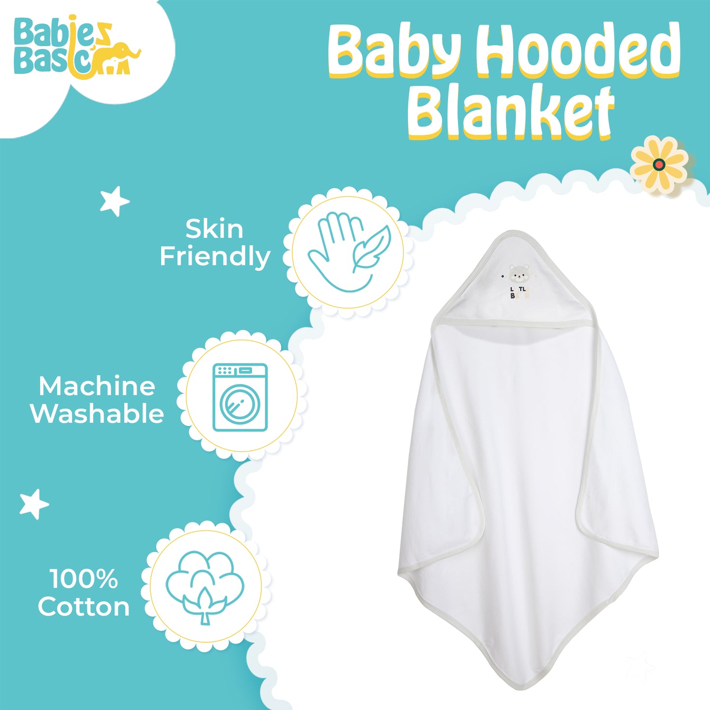 Babies Basic 100% Cotton Blanket, receiving blanket for New Born, 75*75cm , Grey