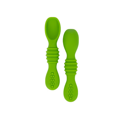 BabiesBasic Soft Tip BPA Free Silicone First Stage Training Spoons - Green