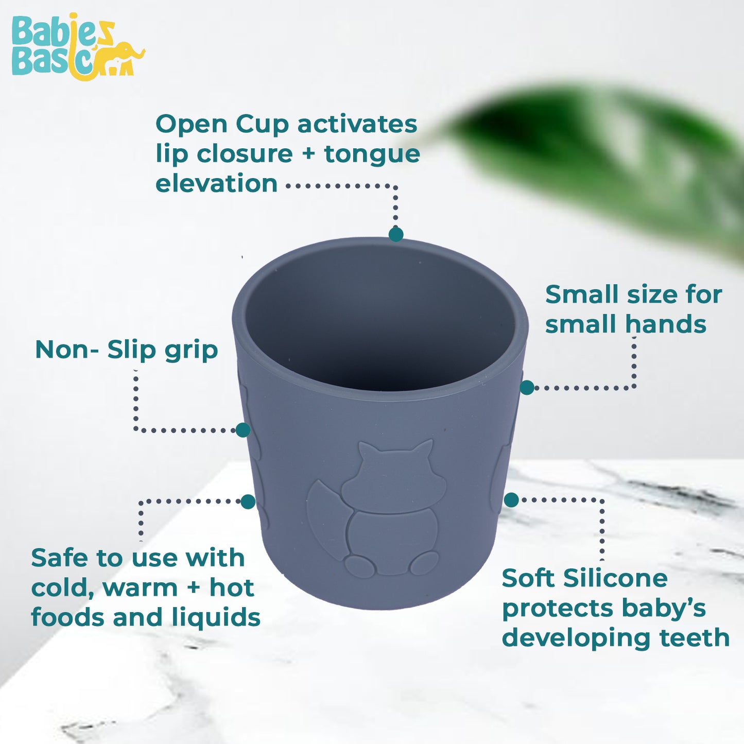 Babies Basic Silicone Trainer Cup for Babies/Kids, BPA Free, Grey