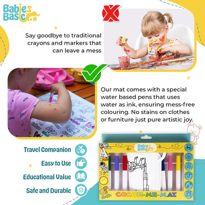 Babies Basic Reusable Silicone Colouring Mat with Pens and Travel Case - Dubai Design