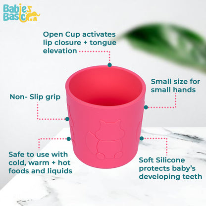 Babies Basic Silicone Trainer Cup for Babies/Kids, BPA Free, Pink